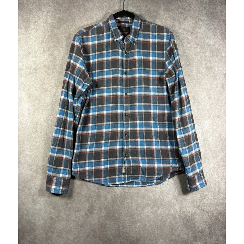 Scotch & Soda Shirt Mens M Blue Plaid Flannel Button Down True Gentleman Cotton